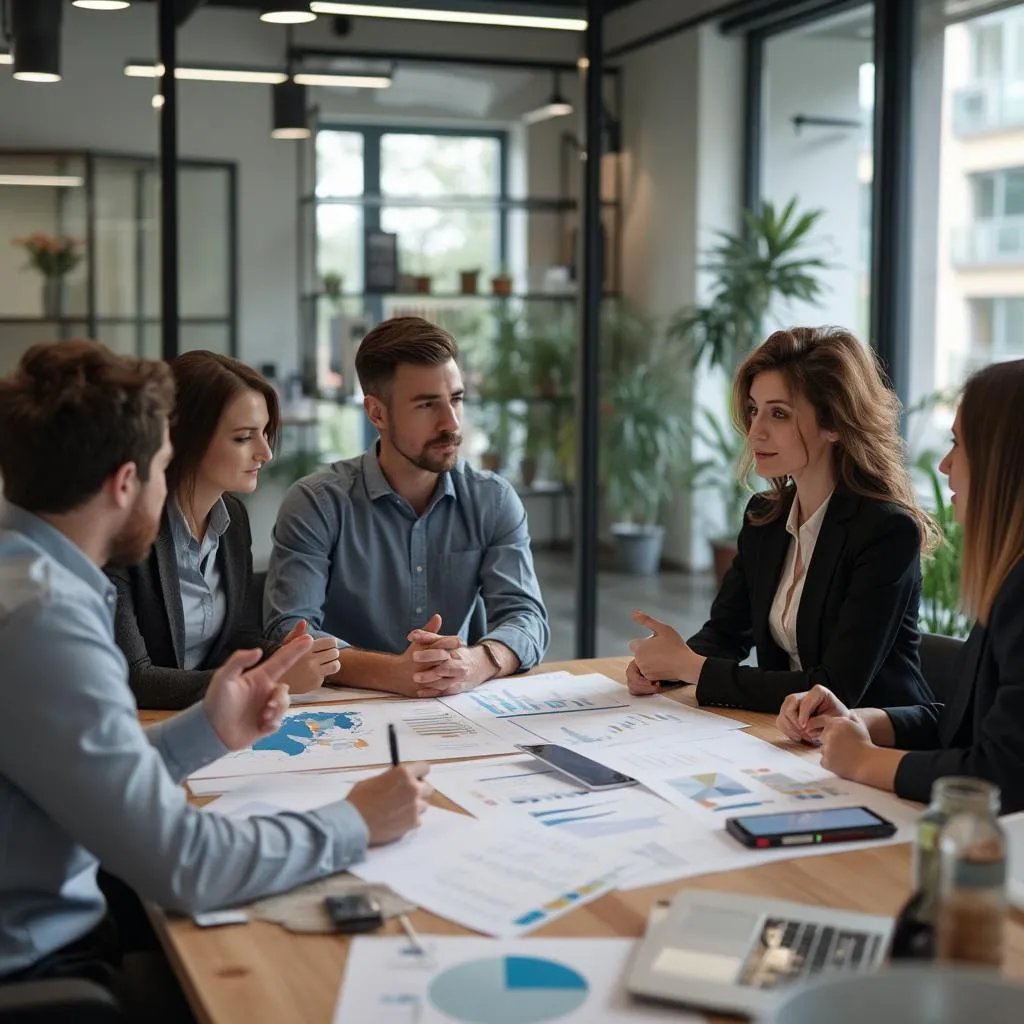 Equipo de consultores en reunión
